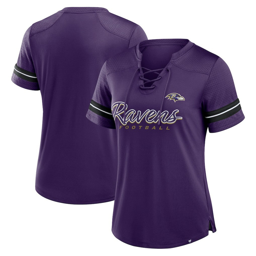 NFL Baltimore Ravens Women's Play Script Lace-Up T-Shirt