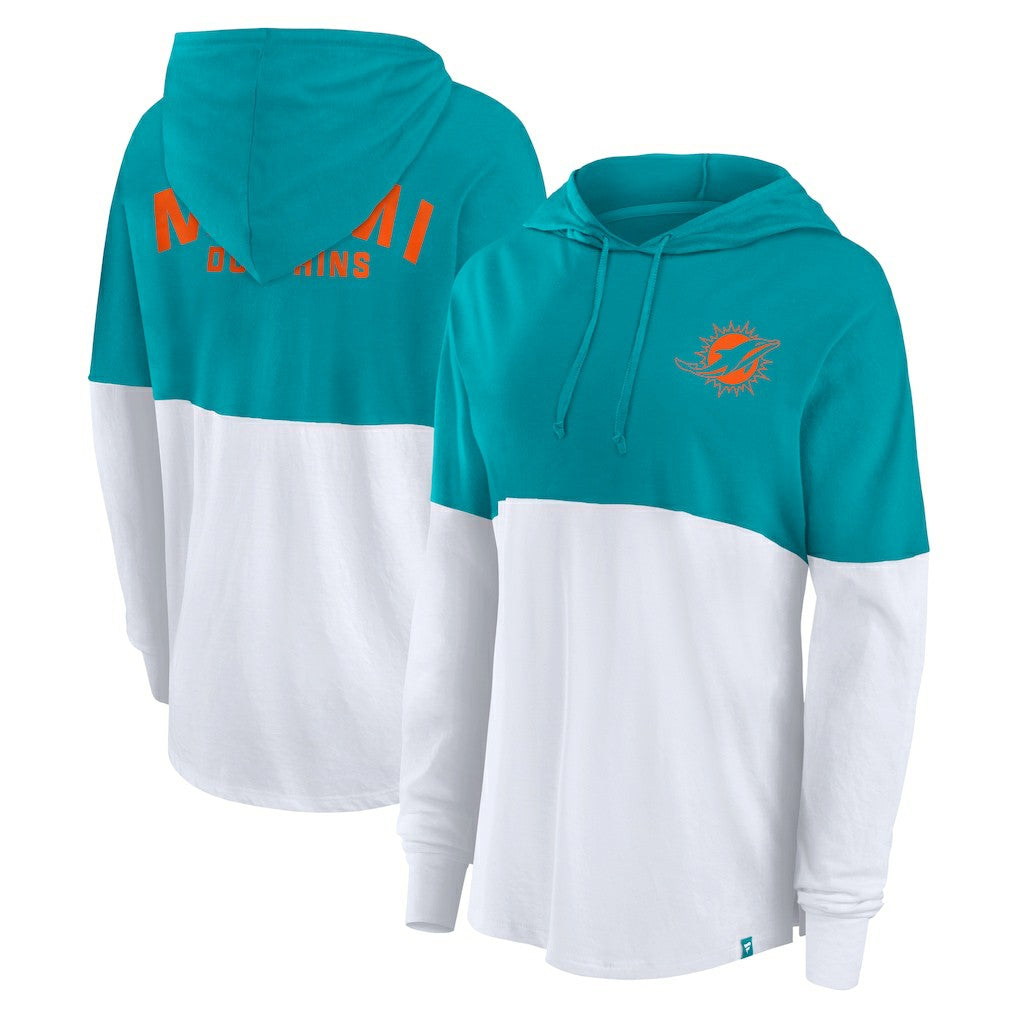 NFL Miami Dolphins Women's Backup Option Long Sleeve Hoodie T-Shirt