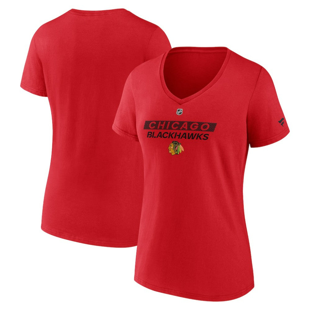 Chicago Blackhawks Fanatics Women's Authentic Pro Core Primary V-Neck T-Shirt