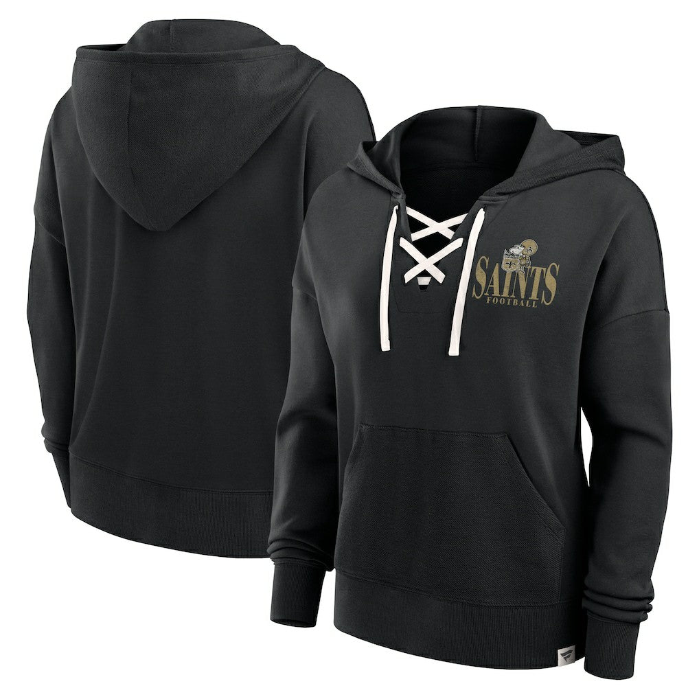 NFL New Orleans Saints Women's Blitz Left Lace-Up Pullover Hoodie