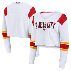 NFL Kansas City Chiefs Women's Stretch Cropped Fashion Long Sleeve T-Shirt
