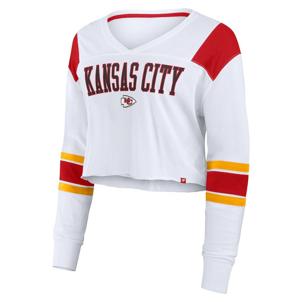 NFL Kansas City Chiefs Women's Stretch Cropped Fashion Long Sleeve T-Shirt