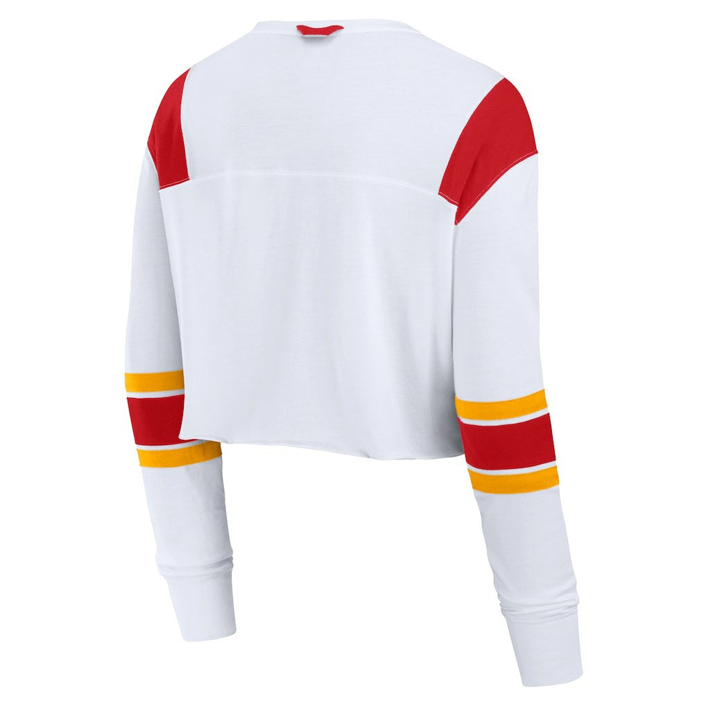 NFL Kansas City Chiefs Women's Stretch Cropped Fashion Long Sleeve T-Shirt