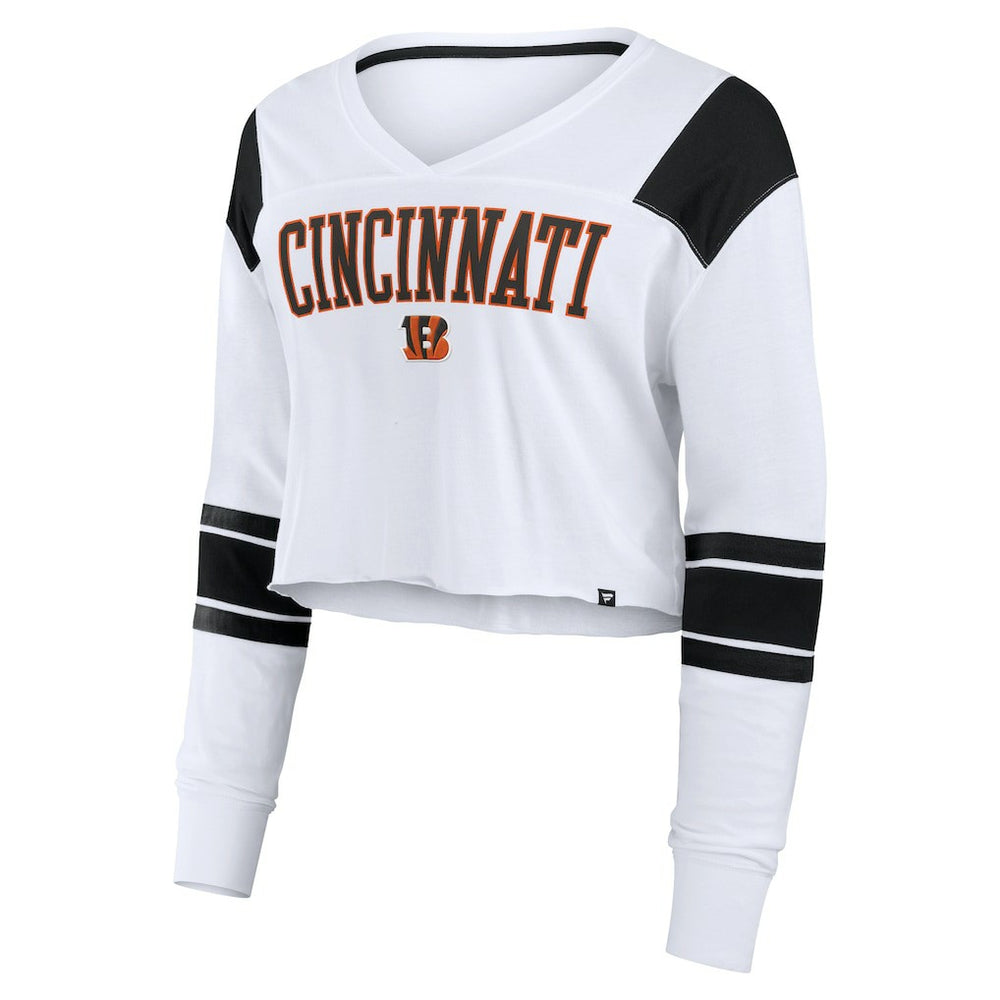 NFL Cincinnati Bengals Women's Stretch Cropped Fashion Long Sleeve T-Shirt