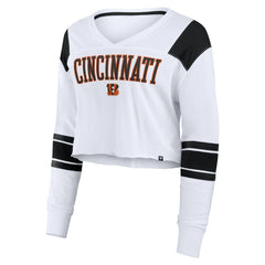 NFL Cincinnati Bengals Women's Stretch Cropped Fashion Long Sleeve T-Shirt