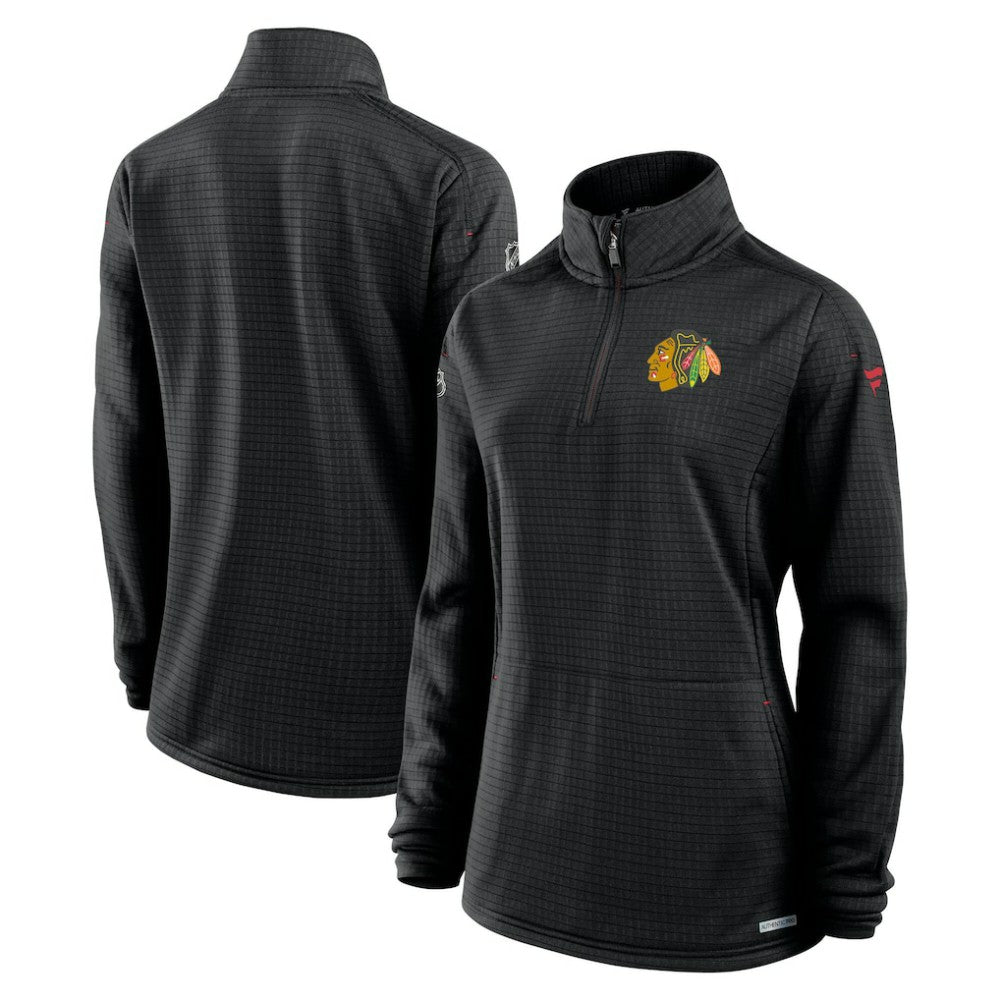 Chicago Blackhawks Fanatics Women's Authentic Pro Rink Lightweight Quarter-Zip Pullover Sweatshirt