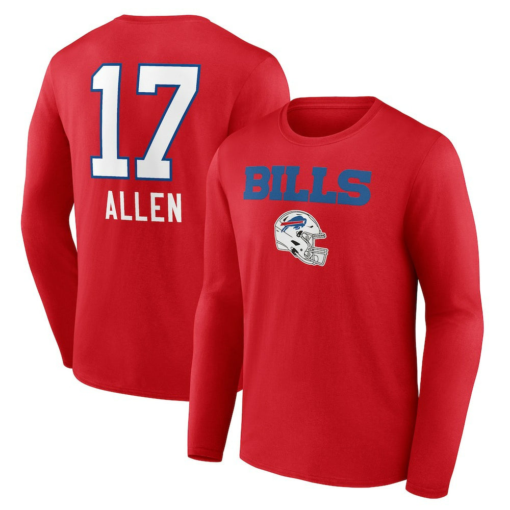 NFL Buffalo Bills Josh Allen  Team Wordmark Player Name & Number Long Sleeve T-Shirt