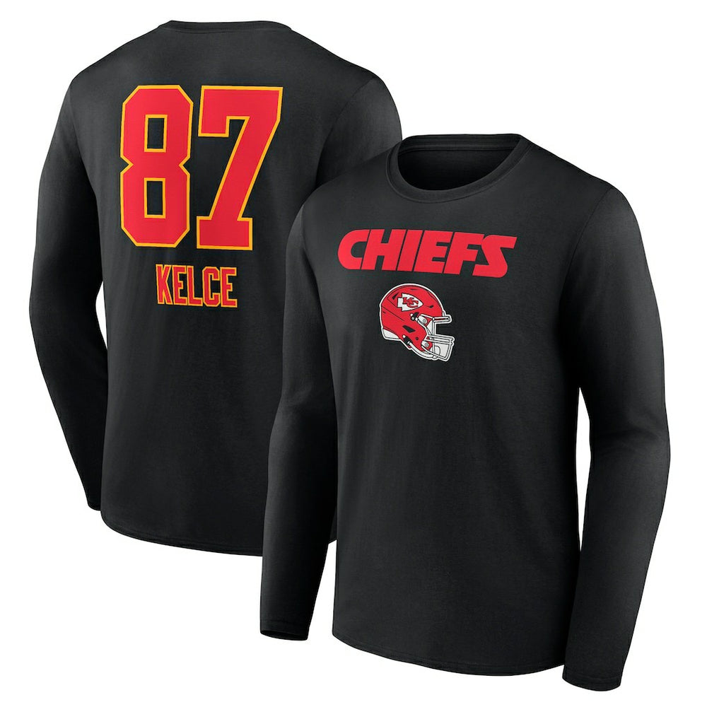 NFL Kansas City Chiefs Travis Kelce  Team Wordmark Player Name & Number Long Sleeve T-Shirt