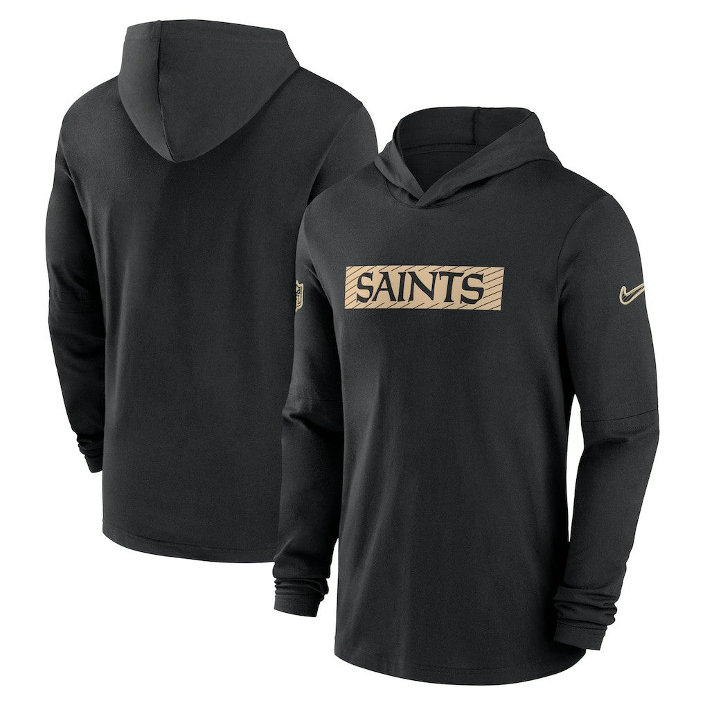 NFL New Orleans Saints 2024/25 Sideline Performance Long Sleeve Hoodie T-Shirt