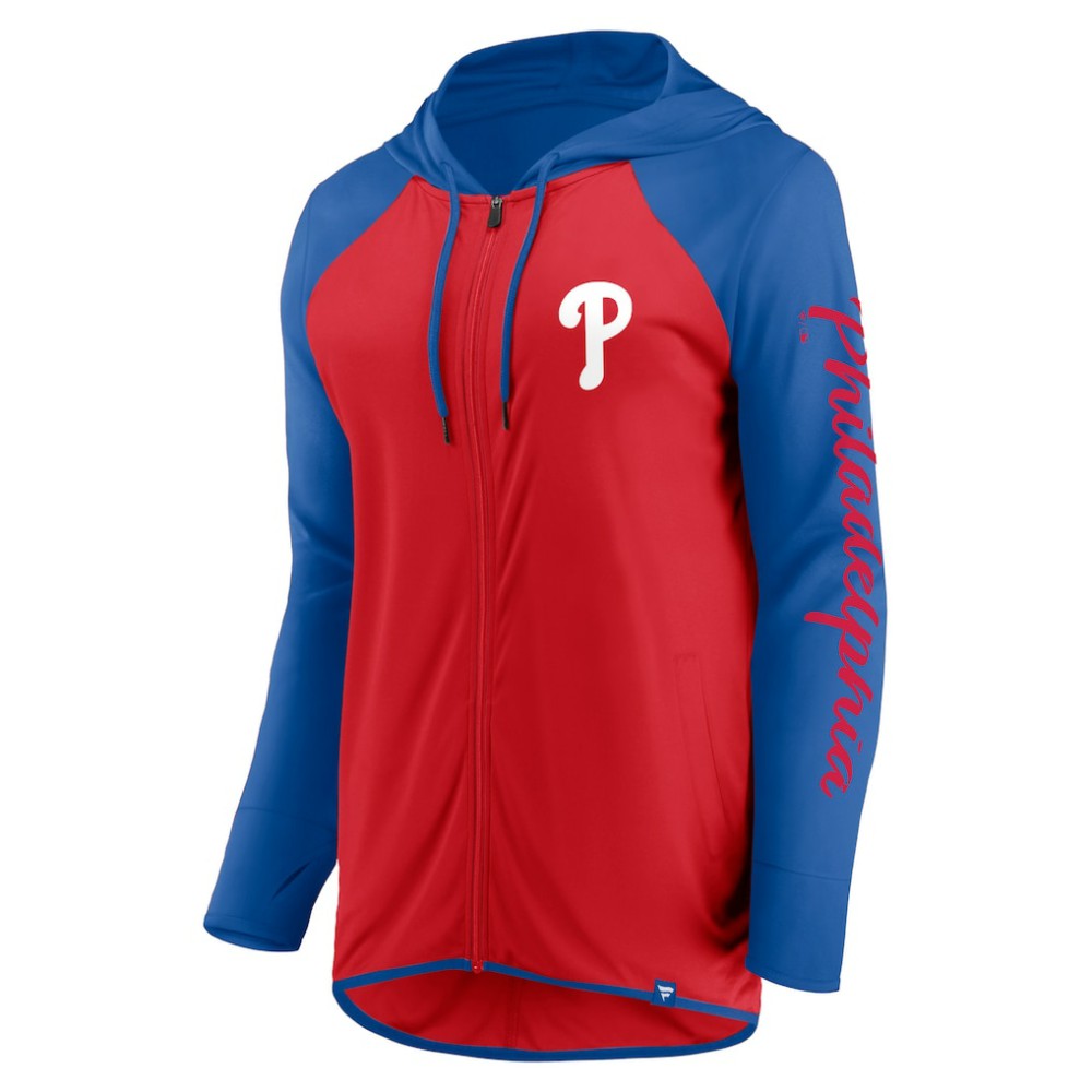 Philadelphia Phillies Women's Script Sleeve Full-Zip Hoodie - Red/Royal