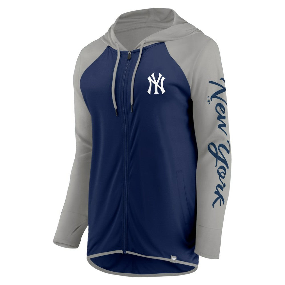 New York Yankees Women's Script Sleeve Full-Zip Hoodie - Navy/Gray