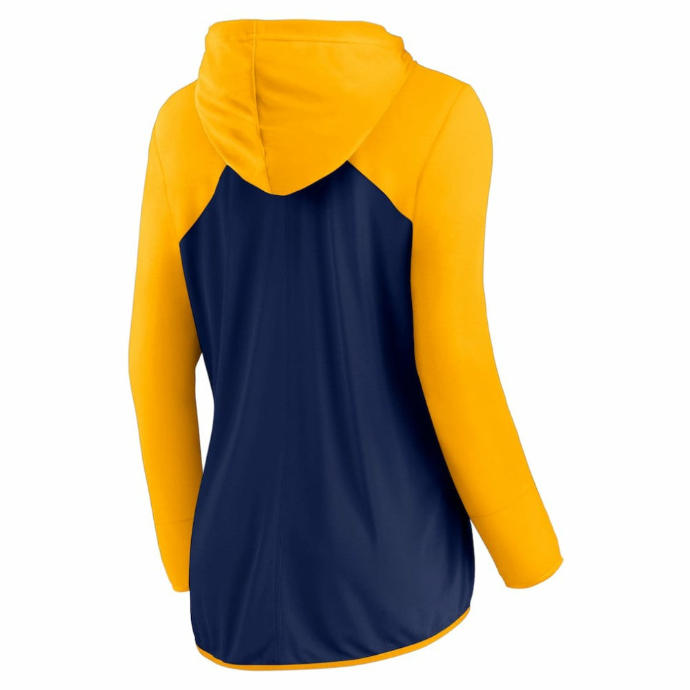 Milwaukee Brewers Women's Script Sleeve Full-Zip Hoodie - Navy/Gold