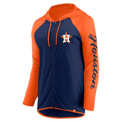 Houston Astros Women's Script Sleeve Full-Zip Hoodie - Navy/Orange