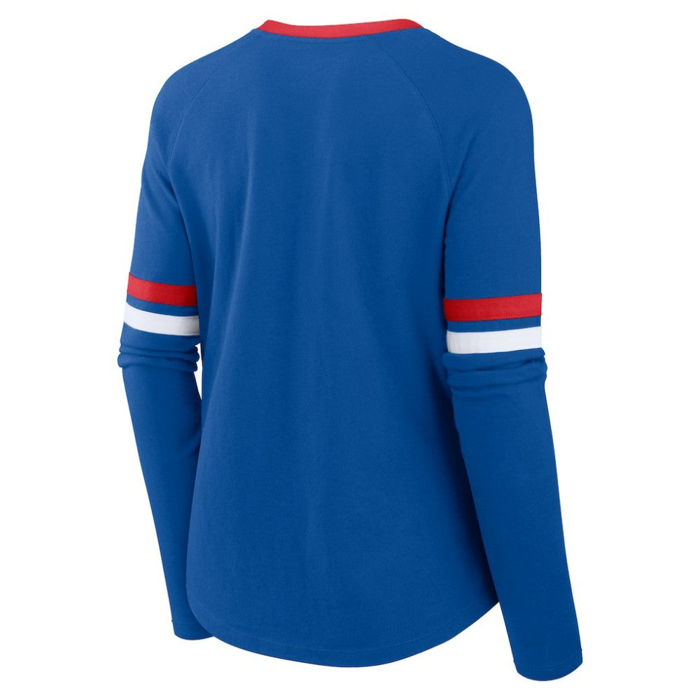 Chicago Cubs Women's Won & Done Raglan Lace-Up Long Sleeve T-Shirt - Royal