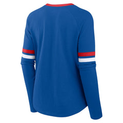 Chicago Cubs Women's Won & Done Raglan Lace-Up Long Sleeve T-Shirt - Royal
