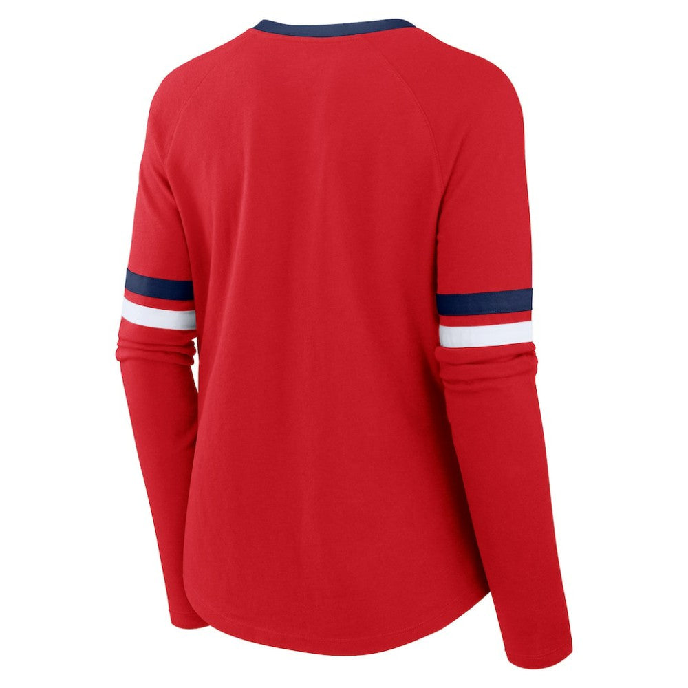 St. Louis Cardinals Women's Won & Done Raglan Lace-Up Long Sleeve T-Shirt - Red