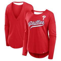 Philadelphia Phillies Women's Core Boat Neck Long Sleeve T-Shirt  - Red