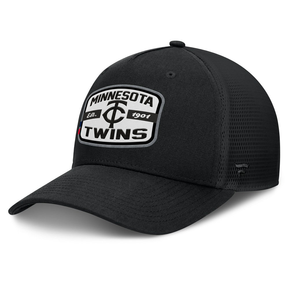 Minnesota Twins Team Patch A-Frame Trucker Snapback Hat - Black