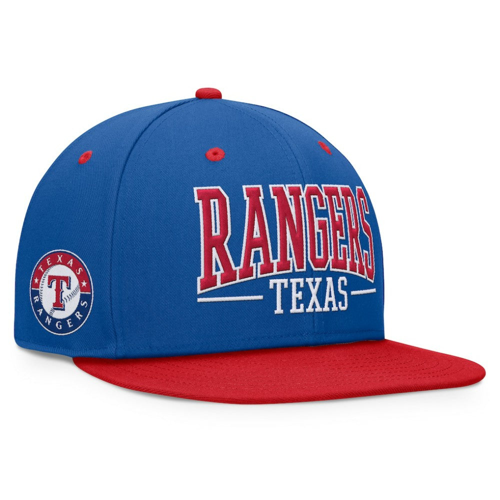 Texas Rangers Fundamental Bold Snapback Hat - Royal/Red