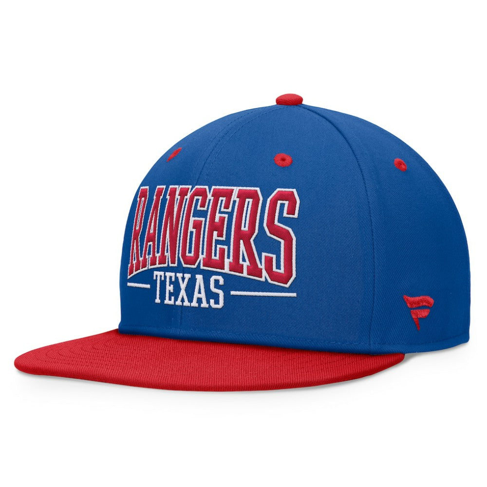 Texas Rangers Fundamental Bold Snapback Hat - Royal/Red