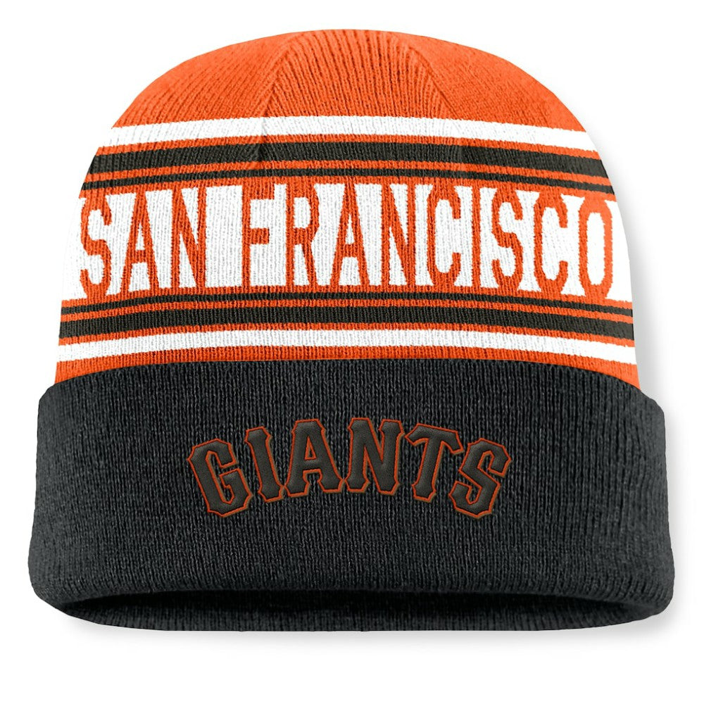 San Francisco Giants Fundamental Team Stripe Cuffed Knit Hat - Black