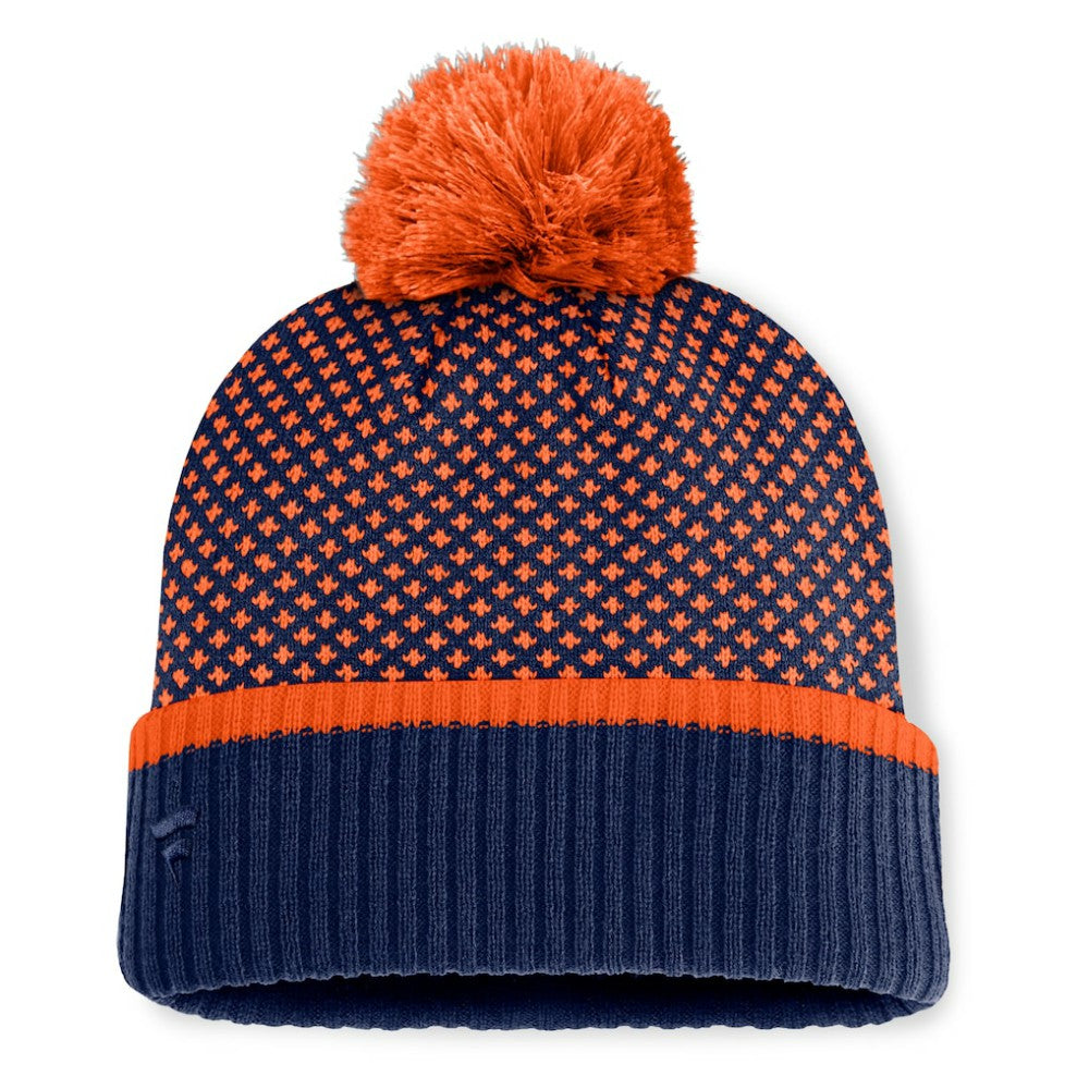 Houston Astros Women's Fundamental Jacquard Cuffed Knit Hat with Pom - Navy