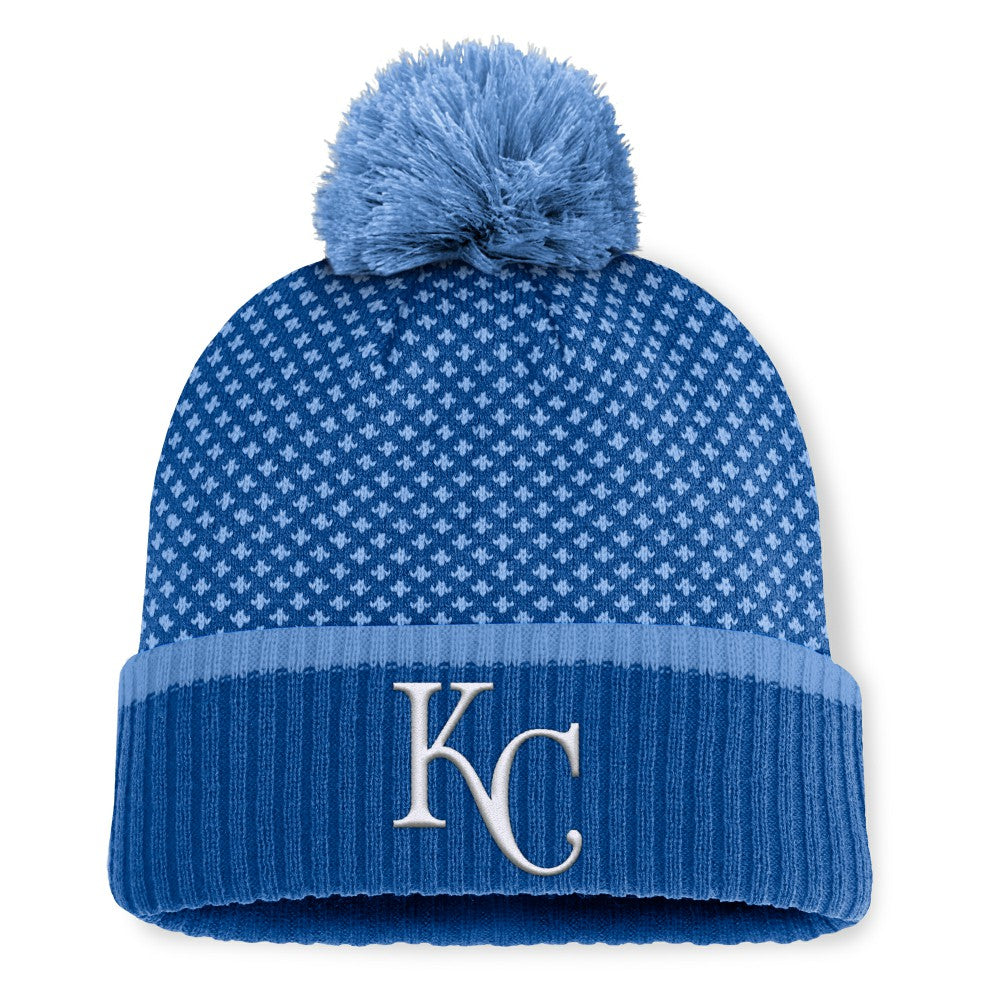Kansas City Royals Women's Fundamental Jacquard Cuffed Knit Hat with Pom - Royal