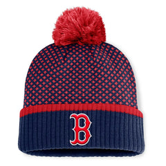 Boston Red Sox Women's Fundamental Jacquard Cuffed Knit Hat with Pom - Navy