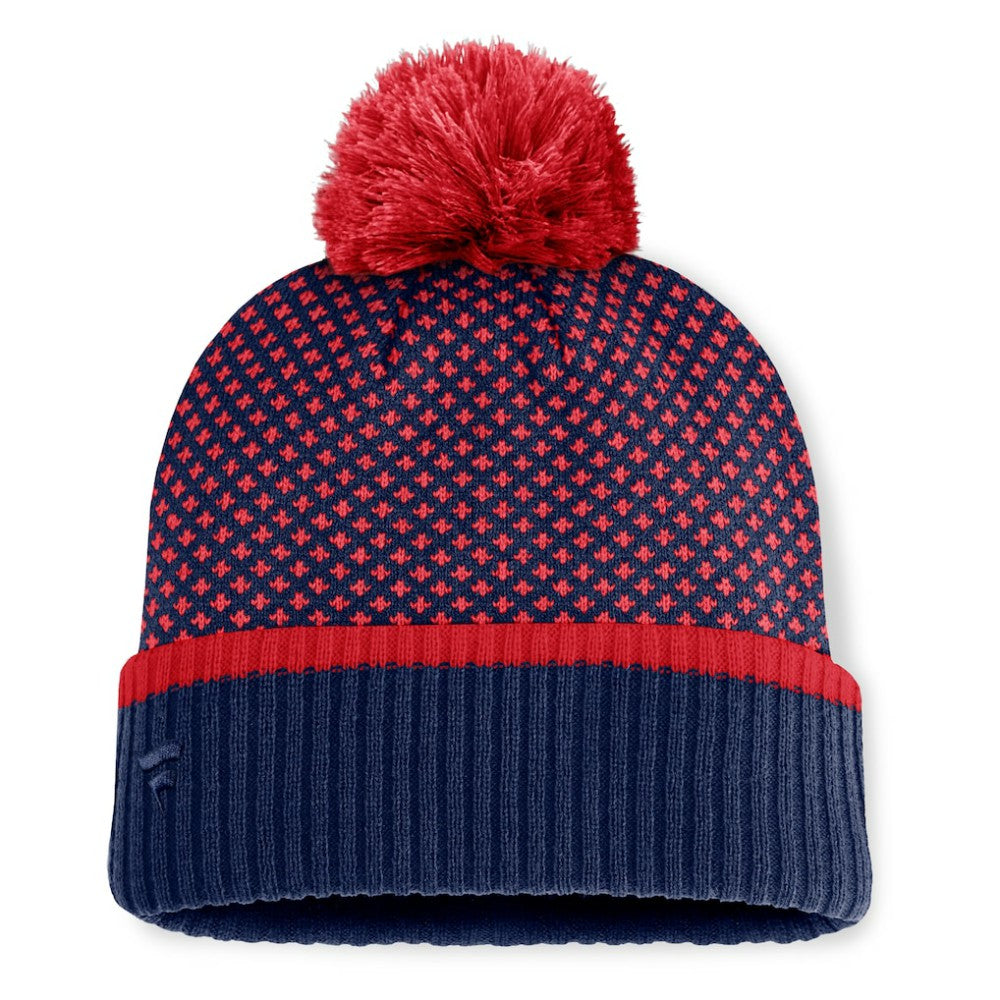 Boston Red Sox Women's Fundamental Jacquard Cuffed Knit Hat with Pom - Navy