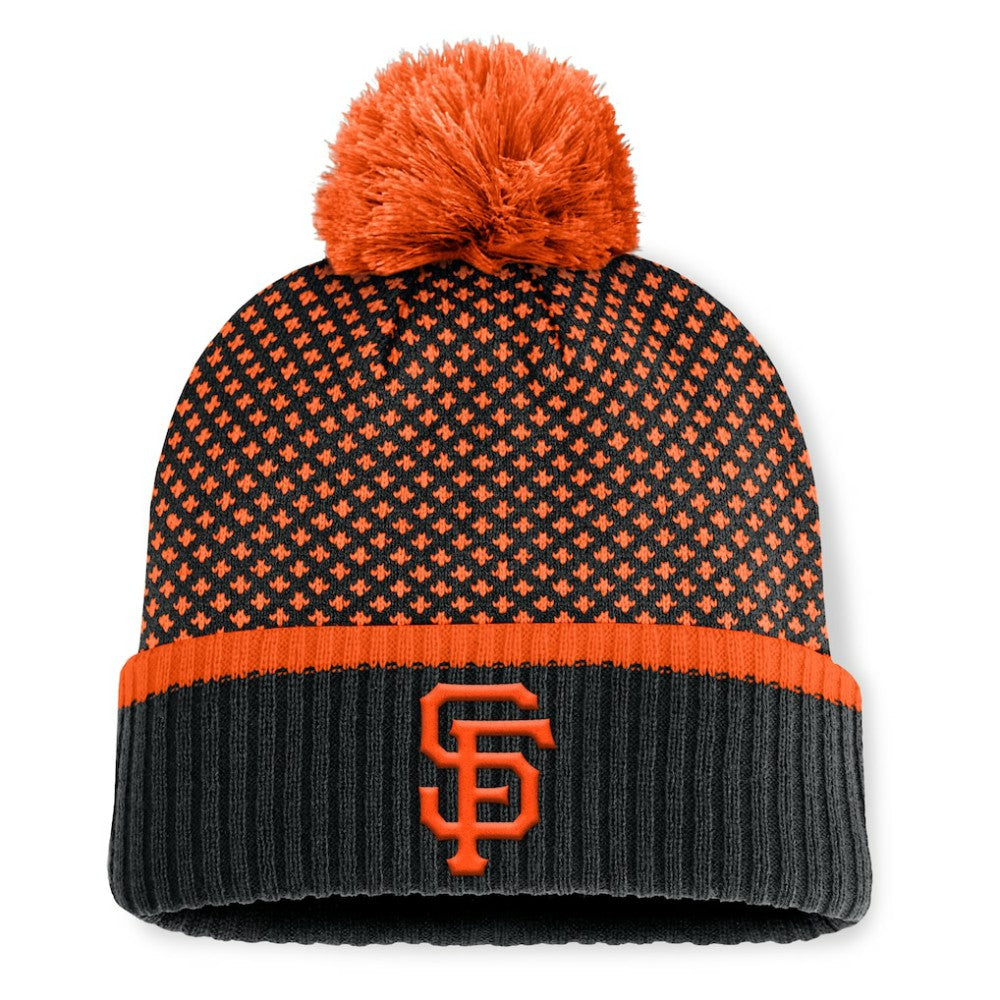 San Francisco Giants Women's Fundamental Jacquard Cuffed Knit Hat with Pom - Black