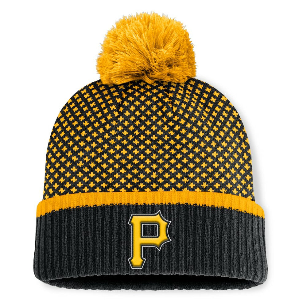 Pittsburgh Pirates Women's Fundamental Jacquard Cuffed Knit Hat with Pom - Black