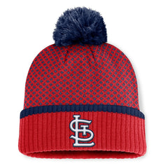 St. Louis Cardinals Women's Fundamental Jacquard Cuffed Knit Hat with Pom - Red