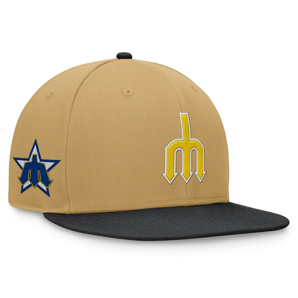 Seattle Mariners  Heritage Two-Tone Fitted Hat - Khaki/Black