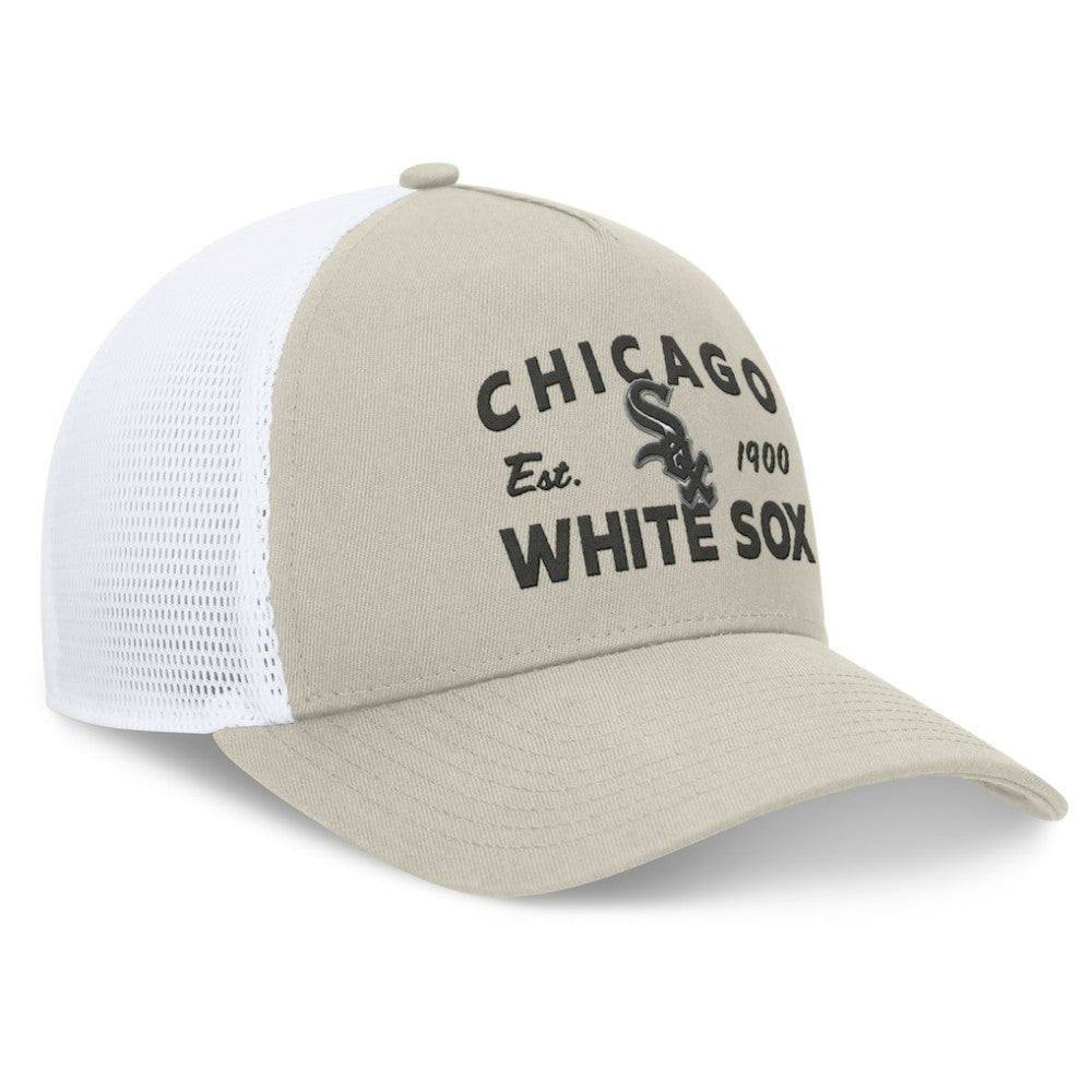 Chicago White Sox A-Frame Trucker Adjustable Hat - Stone