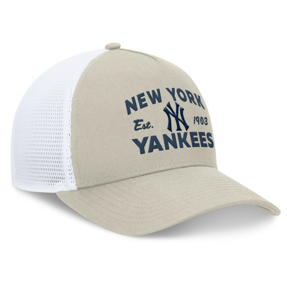 New York Yankees A-Frame Trucker Adjustable Hat - Stone