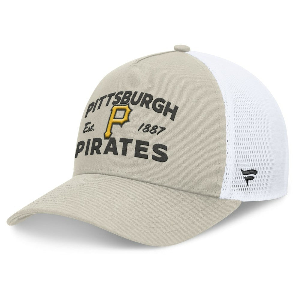 Pittsburgh Pirates A-Frame Trucker Adjustable Hat - Stone