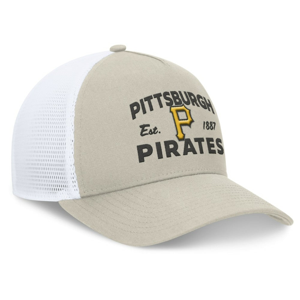 Pittsburgh Pirates A-Frame Trucker Adjustable Hat - Stone