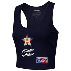 Houston Astros Pro Standard Women's Fast Lane Fitted Tri-Blend Cropped Tank Top - Navy