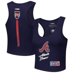 Atlanta Braves Pro Standard Women's Fast Lane Fitted Tri-Blend Cropped Tank Top - Navy