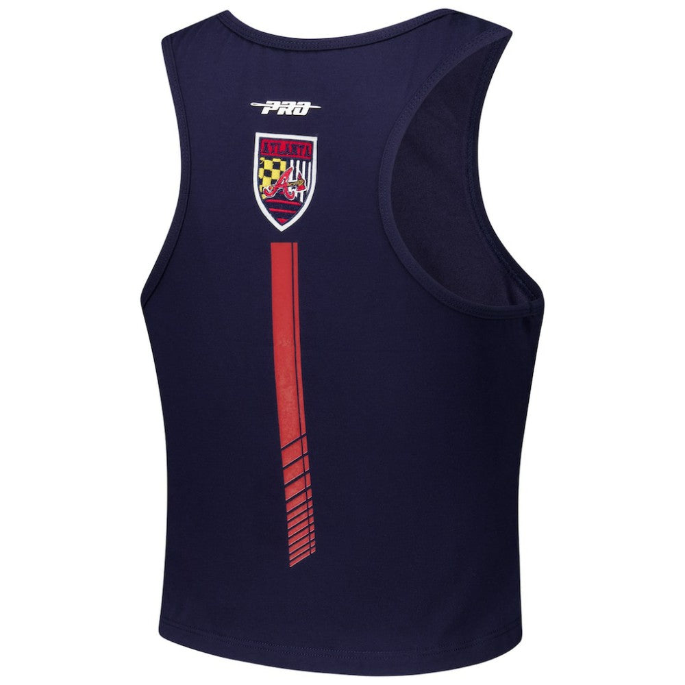 Atlanta Braves Pro Standard Women's Fast Lane Fitted Tri-Blend Cropped Tank Top - Navy