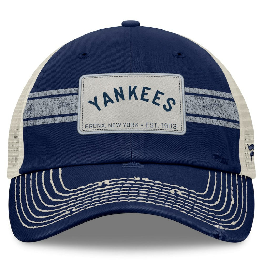 New York Yankees  Heritage Stripe Trucker Adjustable Hat - Navy/Natural