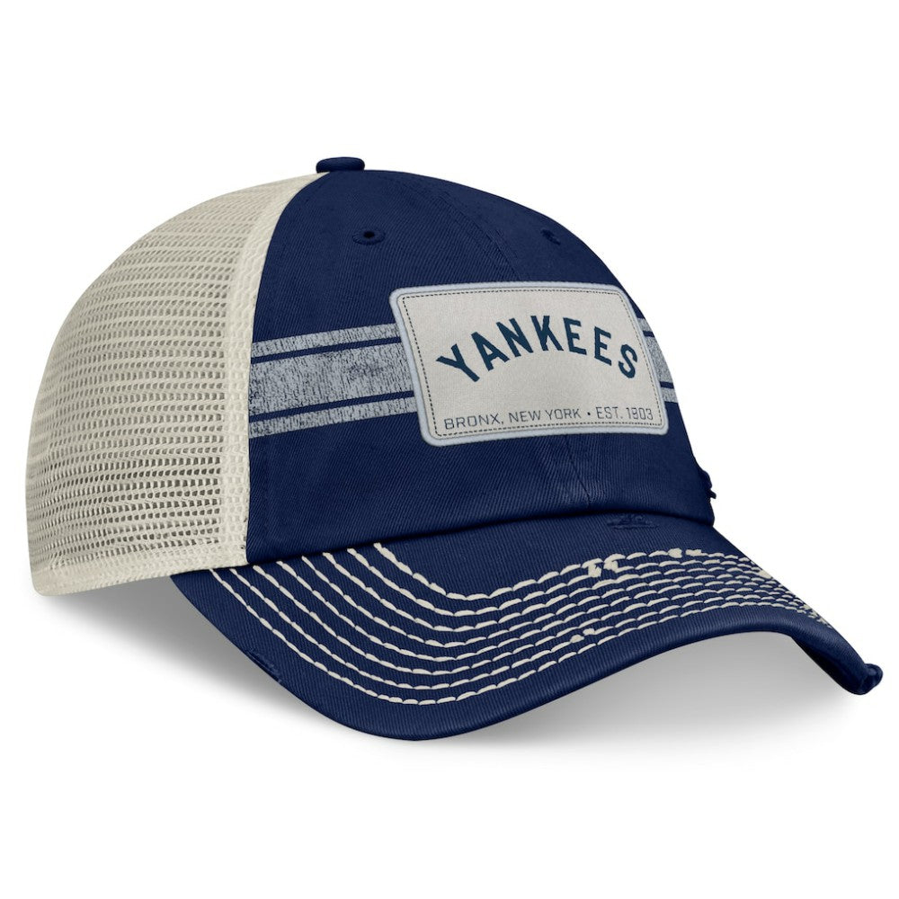 New York Yankees  Heritage Stripe Trucker Adjustable Hat - Navy/Natural