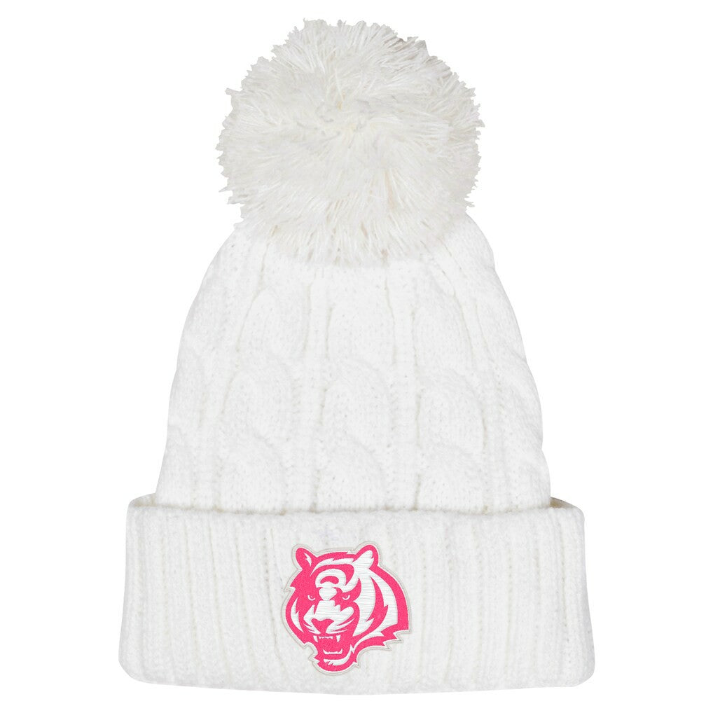 NFL Cincinnati Bengals Girls Youth Cable Cuffed Knit Hat with Pom