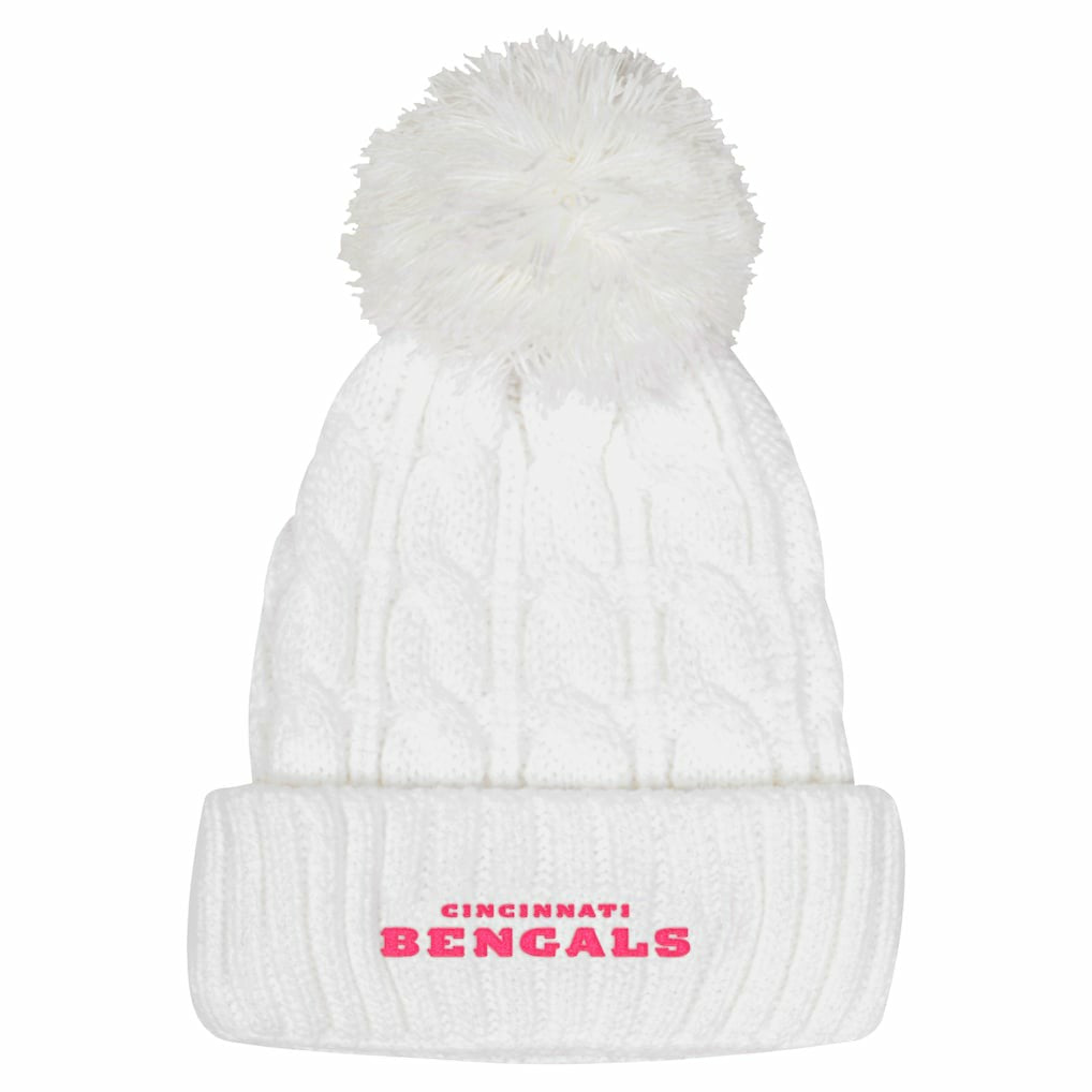NFL Cincinnati Bengals Girls Youth Cable Cuffed Knit Hat with Pom