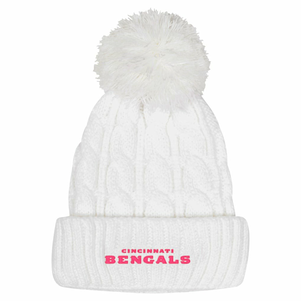 NFL Cincinnati Bengals Girls Youth Cable Cuffed Knit Hat with Pom