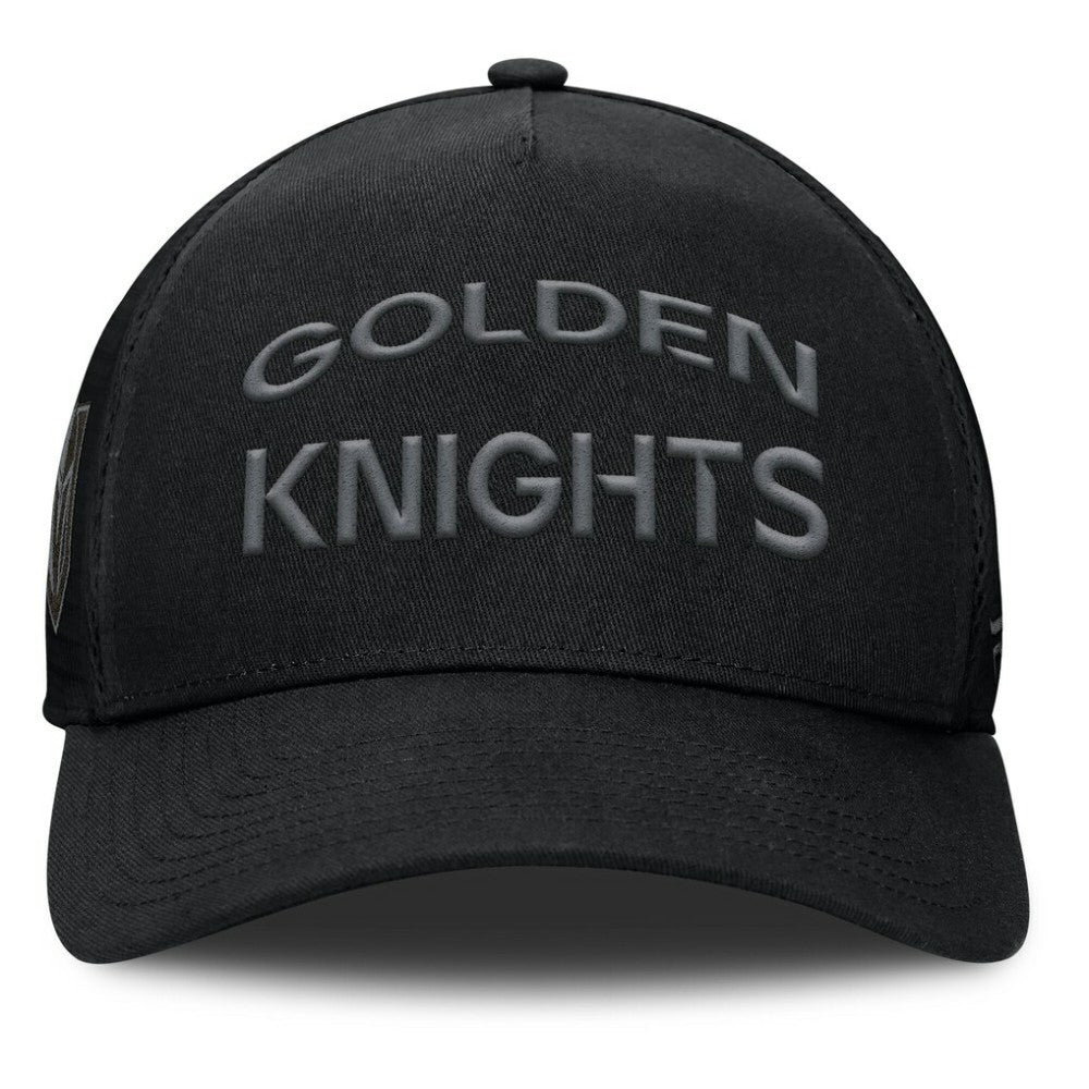 Vegas Golden Knights Fanatics Authentic Pro Road Stack Text A-Frame Adjustable Hat