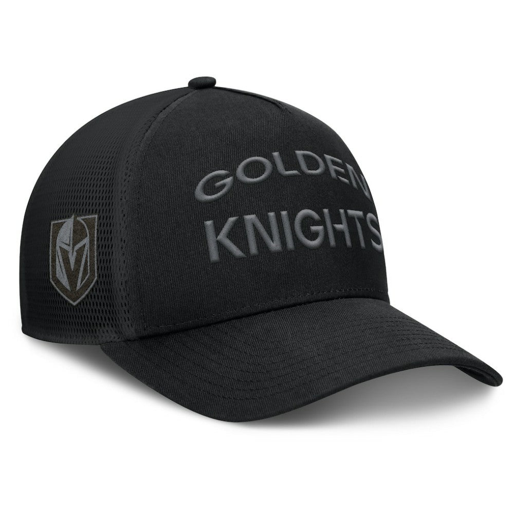 Vegas Golden Knights Fanatics Authentic Pro Road Stack Text A-Frame Adjustable Hat