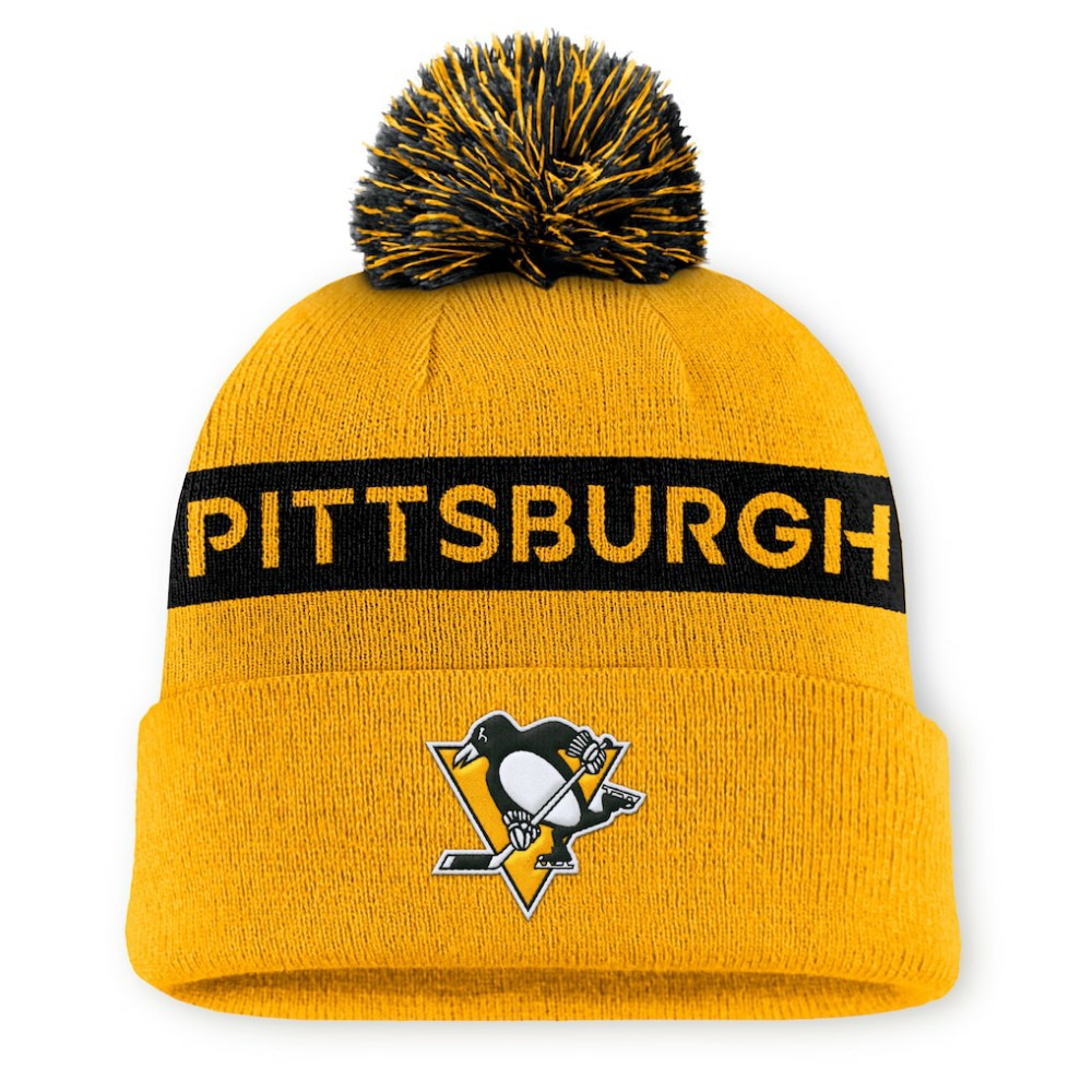 Pittsburgh Penguins Fanatics Women's Authentic Pro Rink Cuffed Knit Hat with Pom