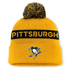 Pittsburgh Penguins Fanatics Women's Authentic Pro Rink Cuffed Knit Hat with Pom