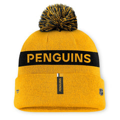 Pittsburgh Penguins Fanatics Women's Authentic Pro Rink Cuffed Knit Hat with Pom